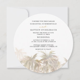 Moderne Waterverf Palm Trees Wedding Kaart
