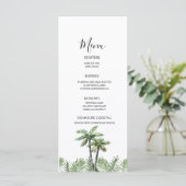 Moderne Waterverf Palmboom Trouwdag Menu (Staand voorkant)
