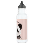 Moderne Waterverf Panda met naam en pastelroze Waterfles (Rechts)