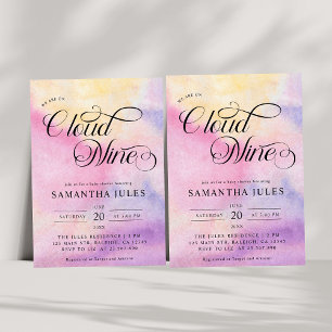 Moderne Waterverf Pastel Cloud Negen Baby shower Kaart