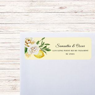 Moderne Waterverf Pastel Gele Lemons & Leaf Etiket