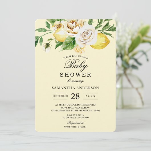 Moderne Waterverf Pastel Gele Lemons & Leaf Kaart (Staand voorkant)