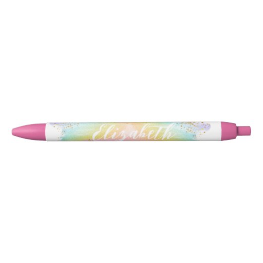 Moderne Waterverf Pastel Rainbow Name Pen (Voorkant)