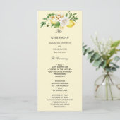 Moderne waterverf pastelgele citroenen & blad menu (Staand voorkant)