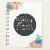 Moderne Waterverf peach en Blue Floral Wedding Planner (Voorkant)