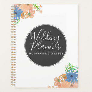 Moderne Waterverf peach en Blue Floral Wedding Planner