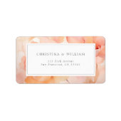 Moderne Waterverf Perzik Bloem Bruiloft Adres Etiket (Voorkant)