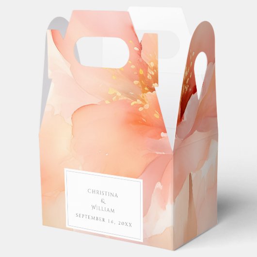 Moderne Waterverf Perzik Bloem Bruiloft Bedankdoosjes (Geopend)