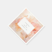 Moderne Waterverf Perzik Bloem Bruiloft Servet (Hoek)