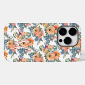 Moderne Waterverf Perzik Bloempatroon Monogram M Case-Mate iPhone Case (Achterkant (horizontaal))