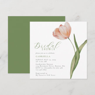 Moderne Waterverf perzik tulp Vrijgezellenfeest Kaart