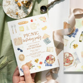 Moderne Waterverf Picknick Verjaardag Kaart