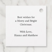 Moderne waterverf pijnbomen kerstcadeau label (Achterkant)