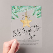 Moderne Waterverf Pine Tree Trimming Party Acryl Uitnodigingen (Insitu (Draagbaar))