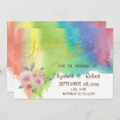 Moderne Waterverf plashventilator bespaart datum Save The Date (Voorkant / Achterkant)