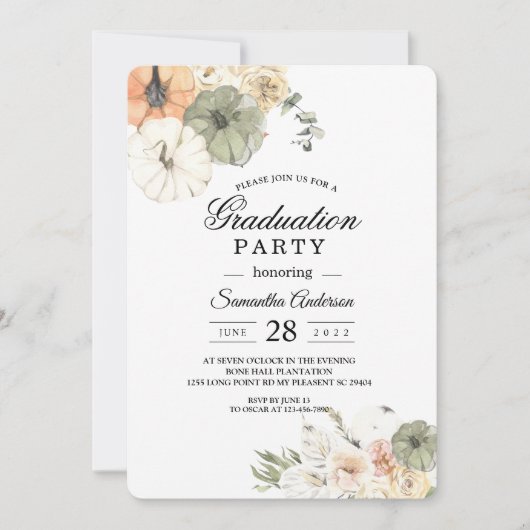 Moderne Waterverf pompoenen en bloemen Kaart (Voorkant)