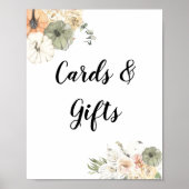 Moderne Waterverf pompoenen en bloemen Poster (Voorkant)