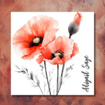 Moderne Waterverf Poppy Floral