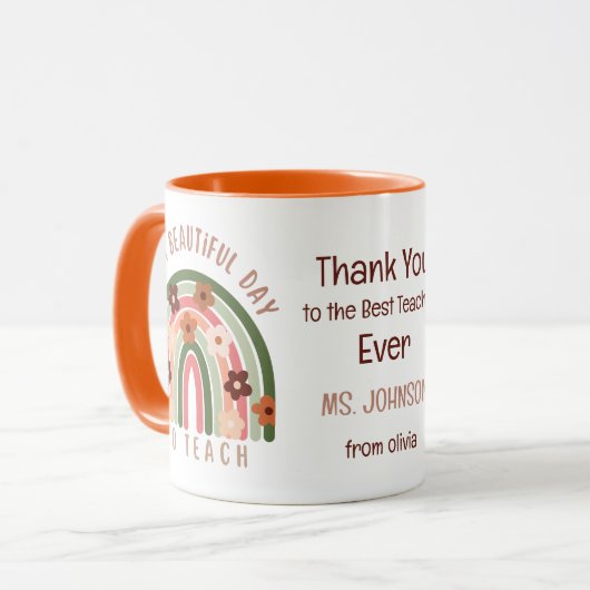 Moderne waterverf regenboog Gepersonaliseerde doce Mok (Voorkant links)