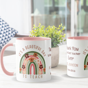 Moderne waterverf regenboog Gepersonaliseerde doce Mok
