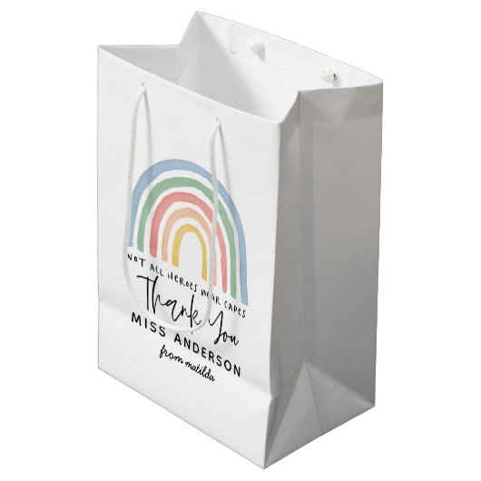 Moderne waterverf regenboogleraar bedankt cadeau medium cadeauzakje (Voorkant Gekanteld)