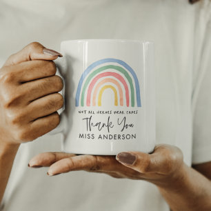 Moderne waterverf regenboogleraar bedankt cadeau mok