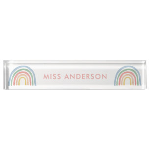 Moderne waterverf regenboogleraar bedankt cadeau naambordje