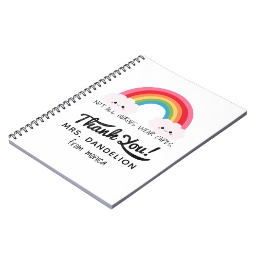 Moderne waterverf regenboogleraar bedankt cadeau notitieboek (Linkerzijde)