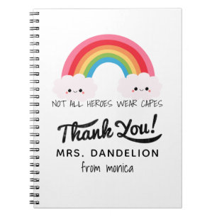 Moderne waterverf regenboogleraar bedankt cadeau notitieboek