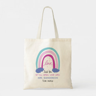 Moderne waterverf regenboogleraar bedankt cadeau tote bag