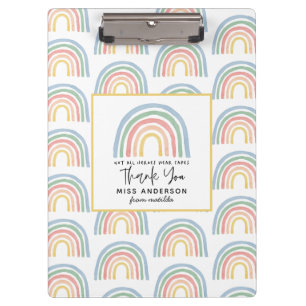 Moderne waterverf regenboogleraar bedankt voor je klembord