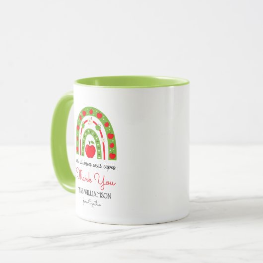Moderne Waterverf regenboogleraar Dank u voor cade Mok (Voorkant links)