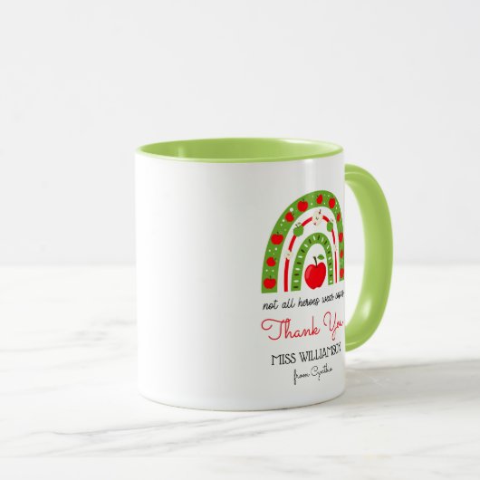 Moderne Waterverf regenboogleraar Dank u voor cade Mok (Voorkant rechts)