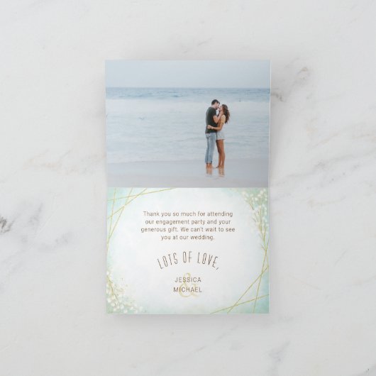 Moderne Waterverf Rings Twigs Blauwgroen geometris Bedankkaart (Binnen)