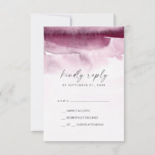 Moderne Waterverf Rode eenvoudige RSVP-kaart RSVP Kaartje