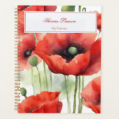 Moderne Waterverf rode klaprozen Planner (Voorkant)
