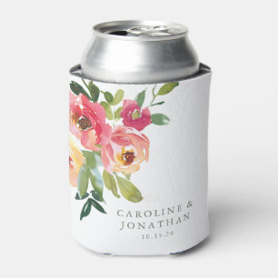 Moderne Waterverf Rode Roze Floral Wedding Aangepa Blikjeskoeler
