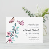 Moderne waterverf. Romantische tuin bruiloft Kaart (Staand voorkant)