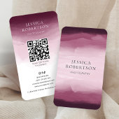 Moderne Waterverf Rood Roze Social Media QR Code Visitekaartje