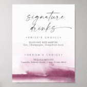 Moderne Waterverf | Roodhandtekening Drink Poster (Voorkant)