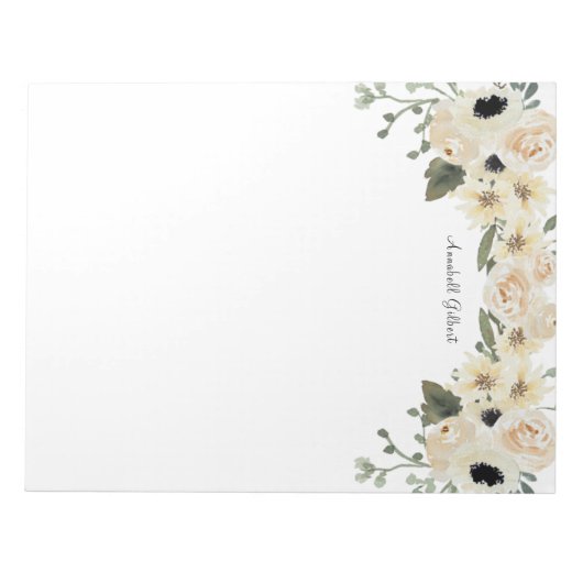 Moderne Waterverf Roos Tuin Bloemengroen Notitieblok (Voorkant)