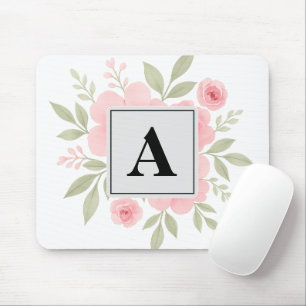 Moderne Waterverf roze bloemen gepersonaliseerd Muismat