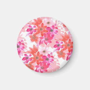 Moderne Waterverf roze bloemen Magneet