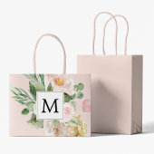 Moderne Waterverf roze bloemen monogrammen Groot Cadeauzakje