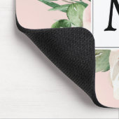 Moderne Waterverf roze bloemen monogrammen Muismat (Hoek)