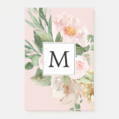 Moderne Waterverf roze bloemen monogrammen Post-it® Notes (Voorkant)