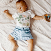 Moderne Waterverf roze bloemen monogrammen Romper