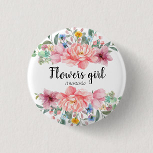 Moderne Waterverf roze bloemen Ronde Button 3,2 Cm