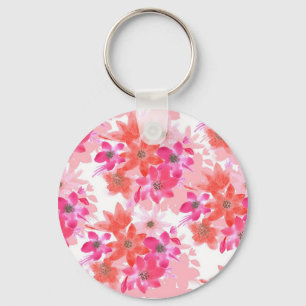 Moderne Waterverf Roze Bloemen Sleutelhanger
