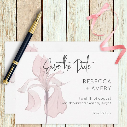 Moderne Waterverf roze bloemenbruiloft Save The Date